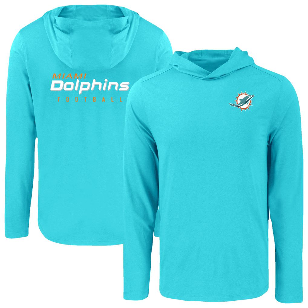 Men 2026 NFL Miami Dolphins Hooded long sleeved T-shirt green 05